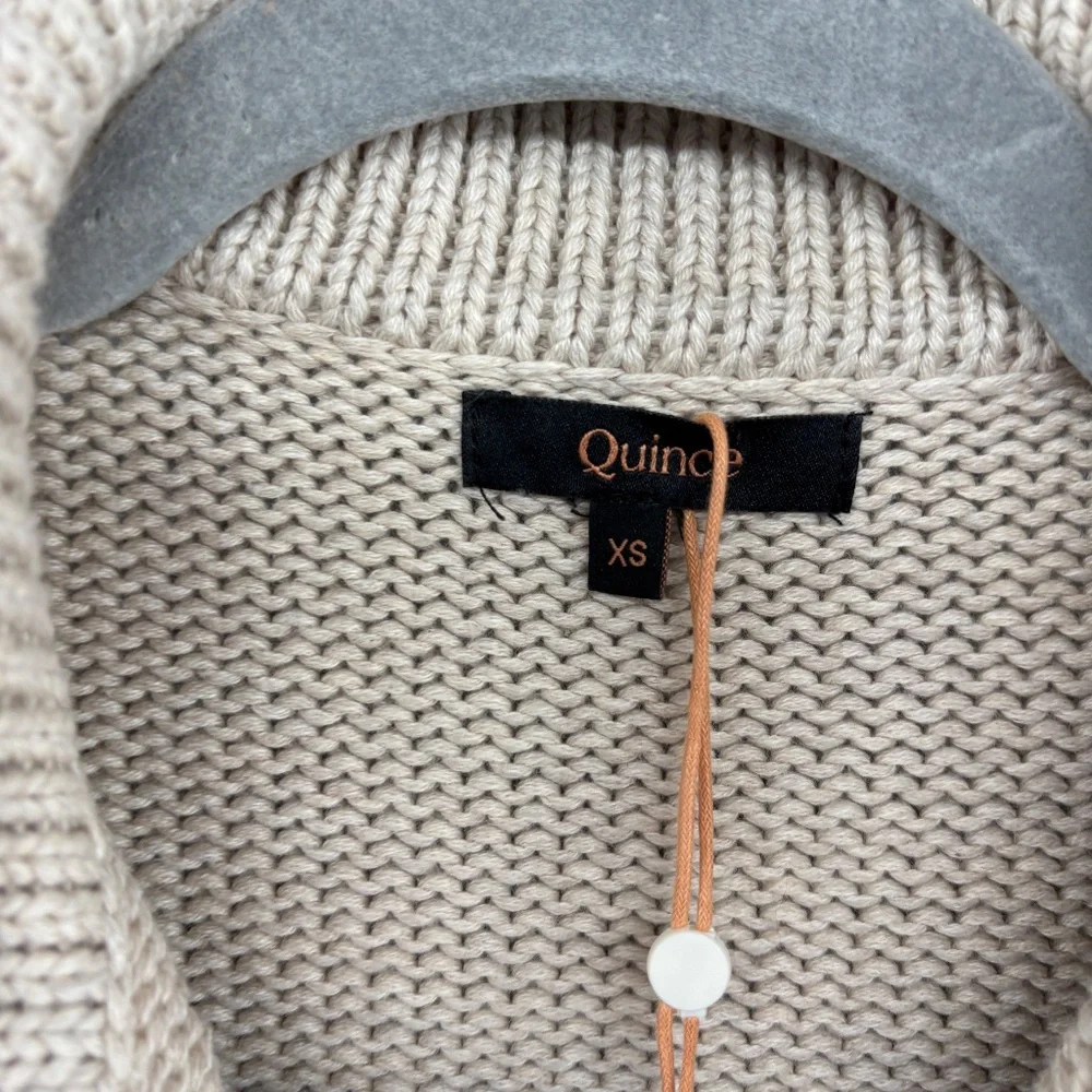 Quince Cream and White Striped V-Neck Sweater - Picture 9 of 15